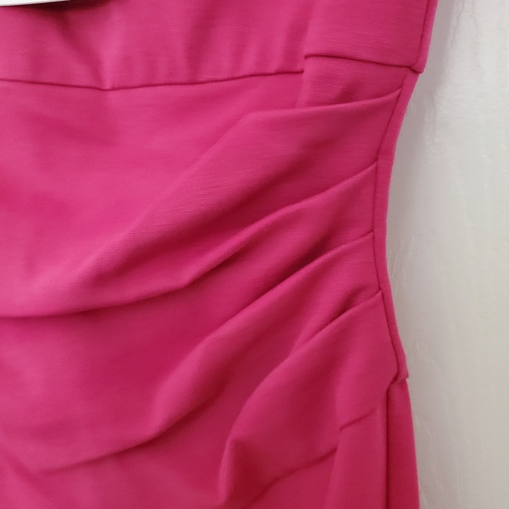 NWT Diane Von Furstenberg Bright Pink Cocktail dress w cinched waist, Size 4 - Picture 3 of 9